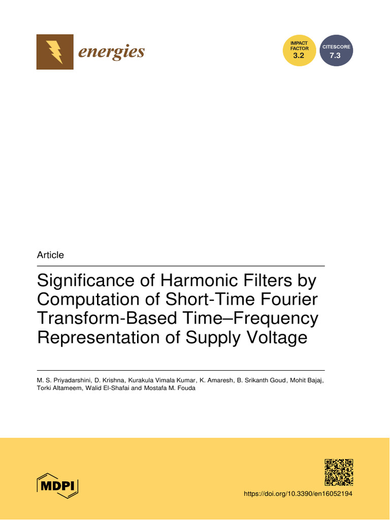Significance of Harmonic Filters by Computation of Short-Time Fourier ...