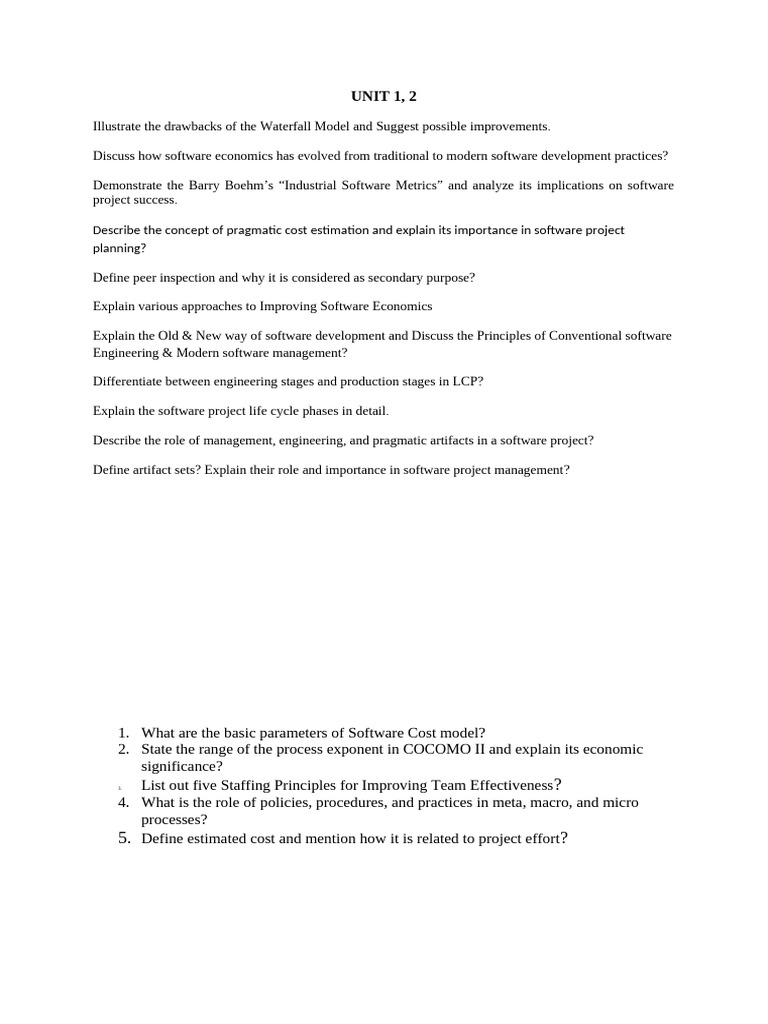 SPM Important Questions Unit 1,2 | PDF