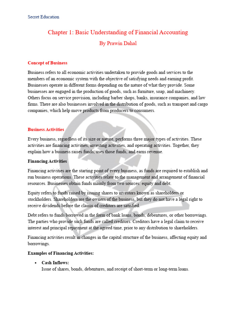 Chapter 1 Basic Understanding of Financial Accounting | PDF ...