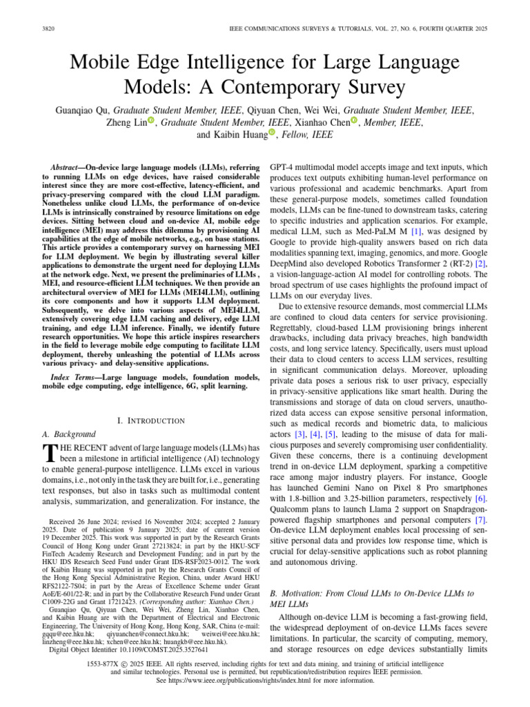 Qu 等 - 2025 - Mobile Edge Intelligence for Large Language Models a ...