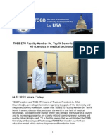 TOBB ETU Faculty Member Dr. Teyfik Demir Is Among The Top 40 Scientists in Medical Technology