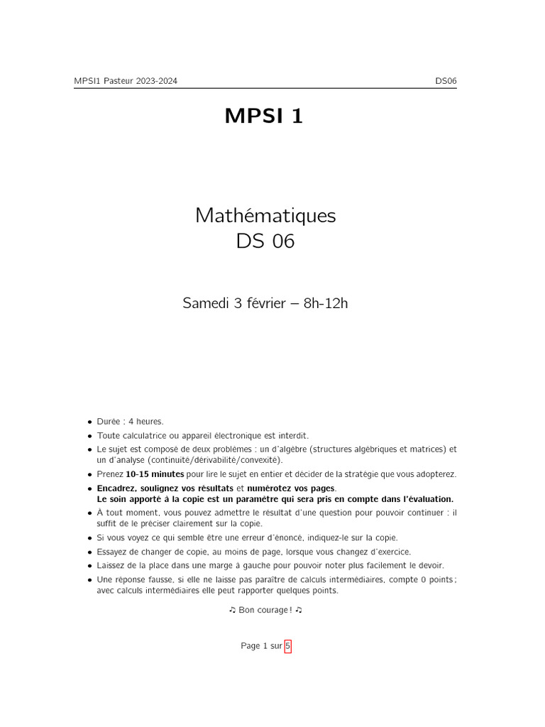 2324 Mpsi1 DS06 | PDF | Fonctionnalités et modélisations | Concepts ...