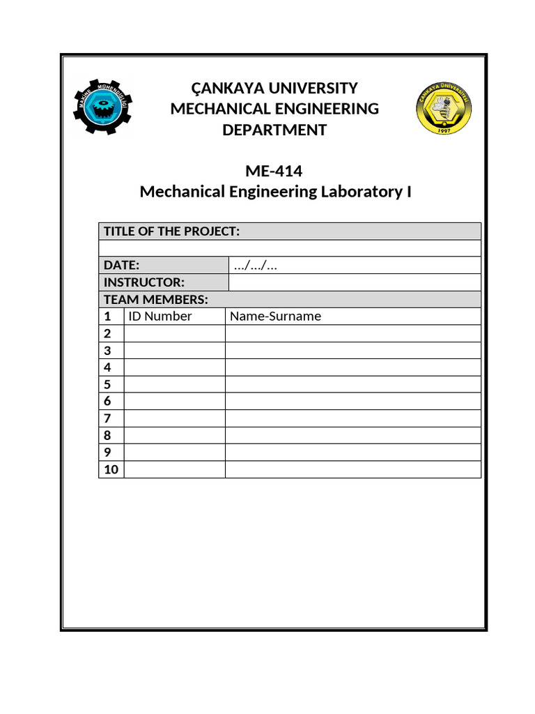 Me 414 Report Template | PDF | Page Layout | Microsoft Word