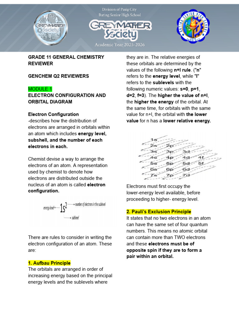 Grade 11 General Chemistry Reviewer | PDF | Chemical Polarity | Atomic ...