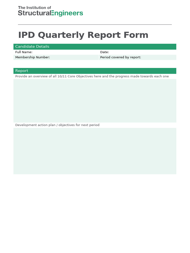 Form Ipd Quarterly Report | PDF
