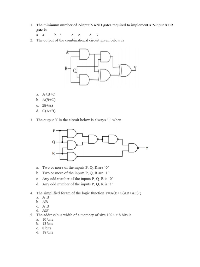 The Minimum Number of 2-Input NAND Gates Required To Implement A 2 ...