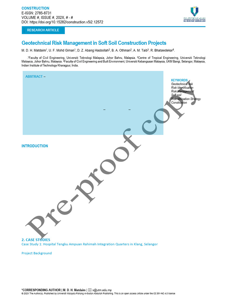 Geotechnical Risk Management in Soft Soil Construc-1 | PDF ...