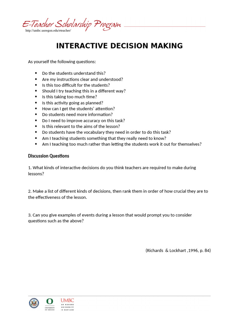 Handout 2-Interactive Decision Making | PDF