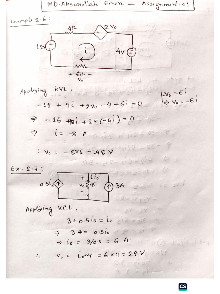 Assignment 01 - DC Circuit - MD Ahsanullah Emon | PDF