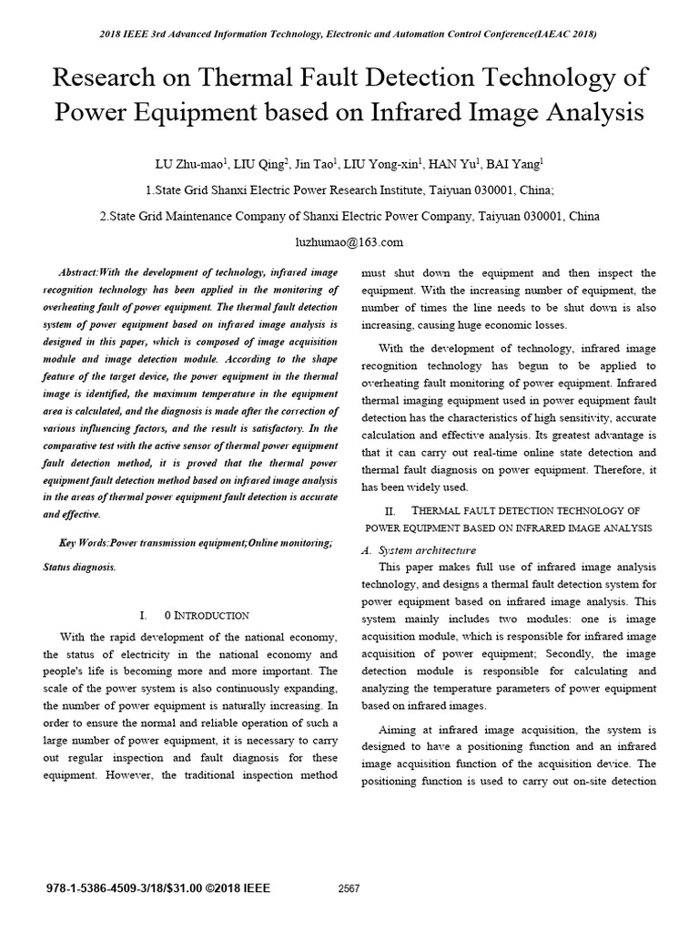 Research On Thermal Fault Detection Technology of Power Equipment Based ...
