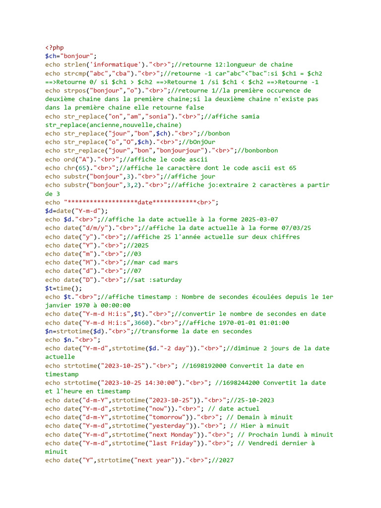 Fonctions PHP | PDF | Programmation informatique