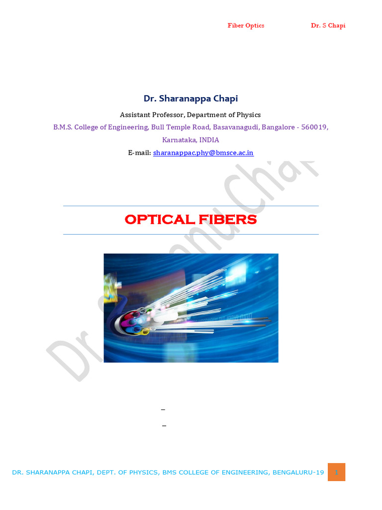 M1 Dr. Sharanappa Optical Fibers 12.4.24 | PDF | Optical Fiber | Refraction