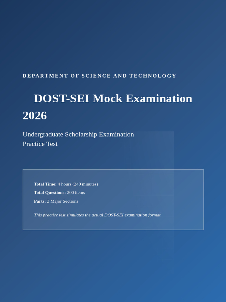 DOST SEI Mock Exam 200 Questions | PDF | Triangle | Cell (Biology)