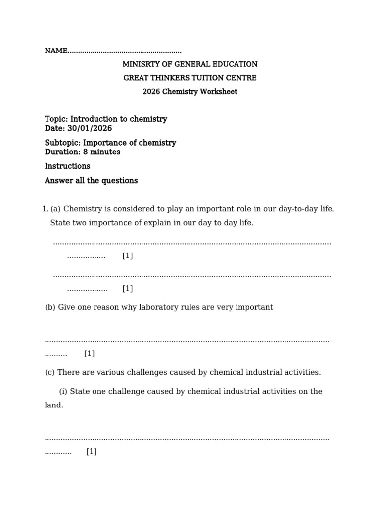 Chem Worksheet 1 | PDF