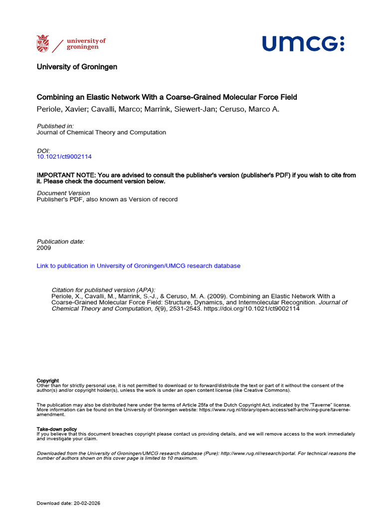 2009 JChem TH Comput Periole | PDF | Molecular Dynamics | Force Field ...