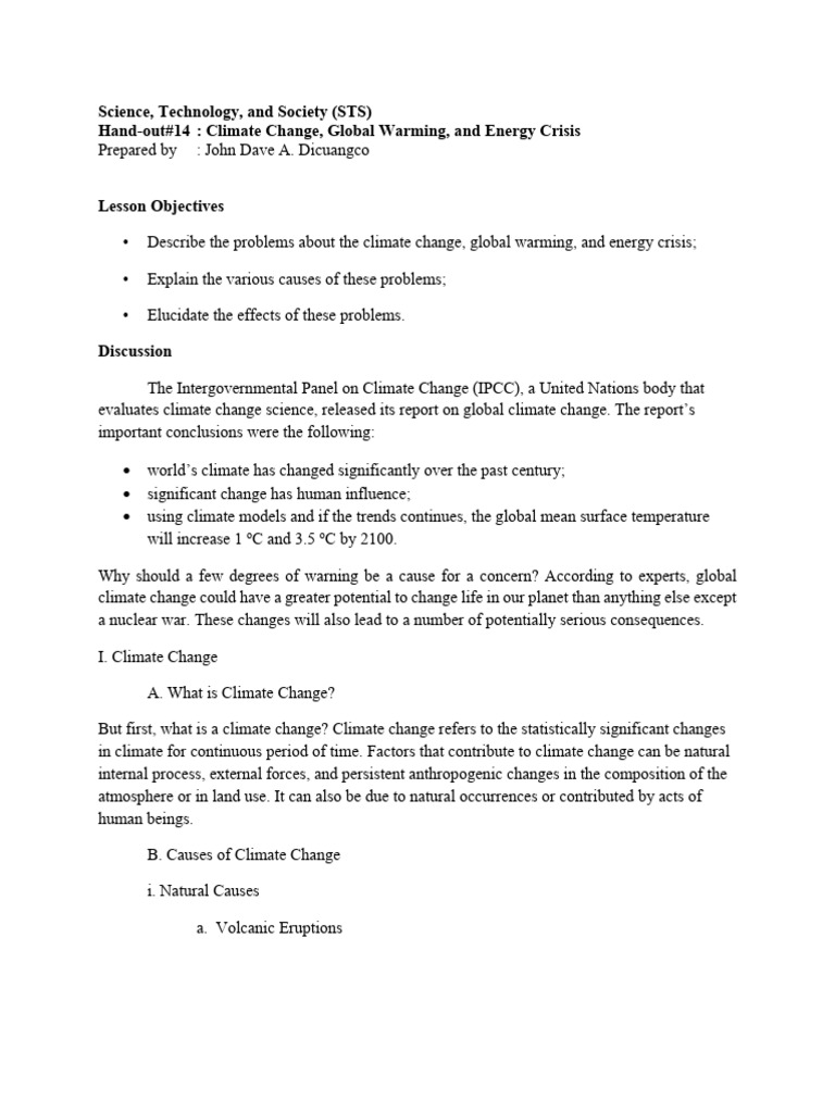 HO14-Climate Change, Global Warming, and Energy Crisis | PDF | Climate ...