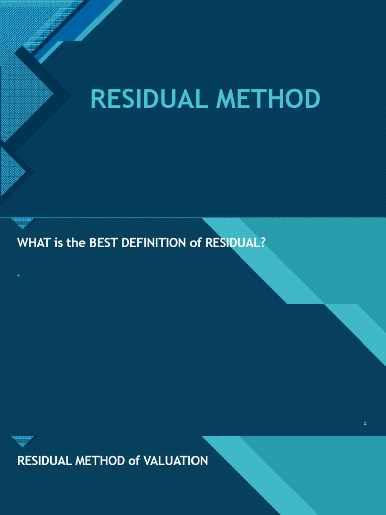 Lecture 5A - Residual Method | PDF | Real Estate Appraisal | Valuation ...