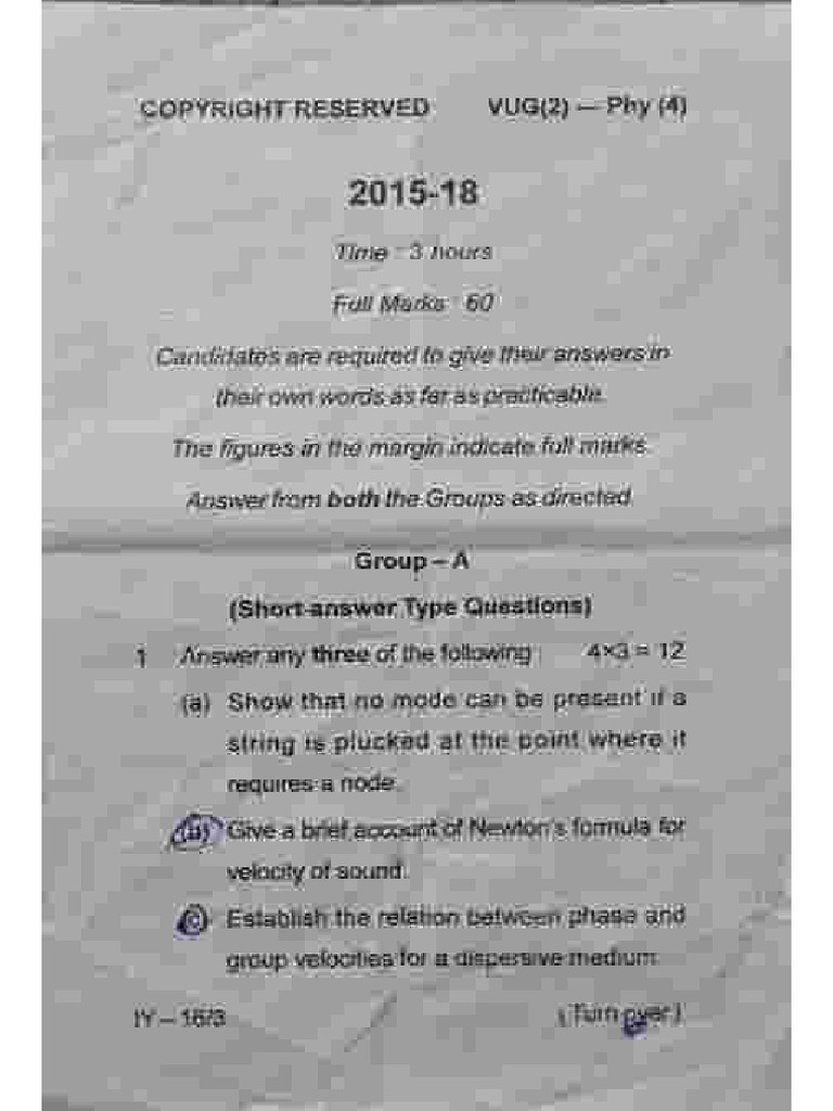Physics Sem 7 Pyq | PDF