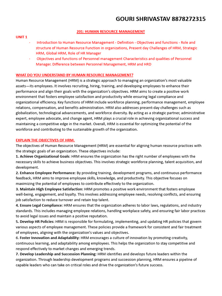 Mba 2 Sem 201 Post | PDF | Human Resource Management | Human Resources