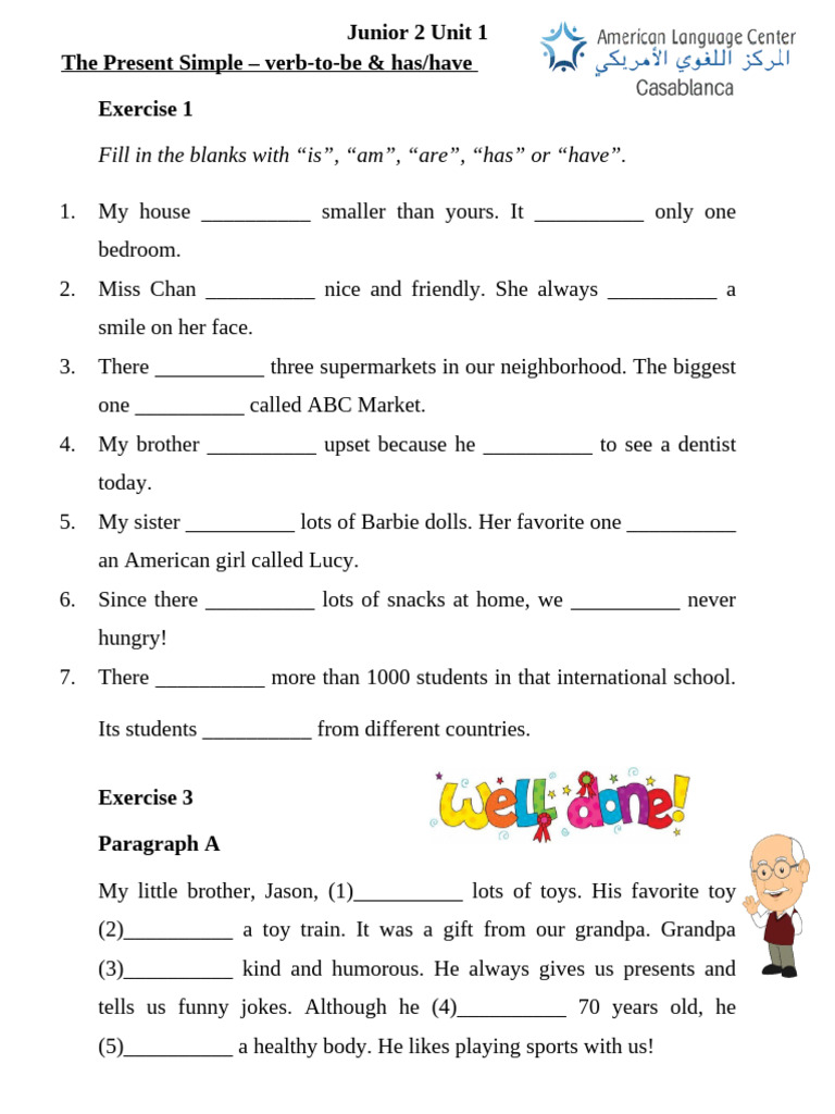 Junior 2 Unit 1 Simple Present | PDF