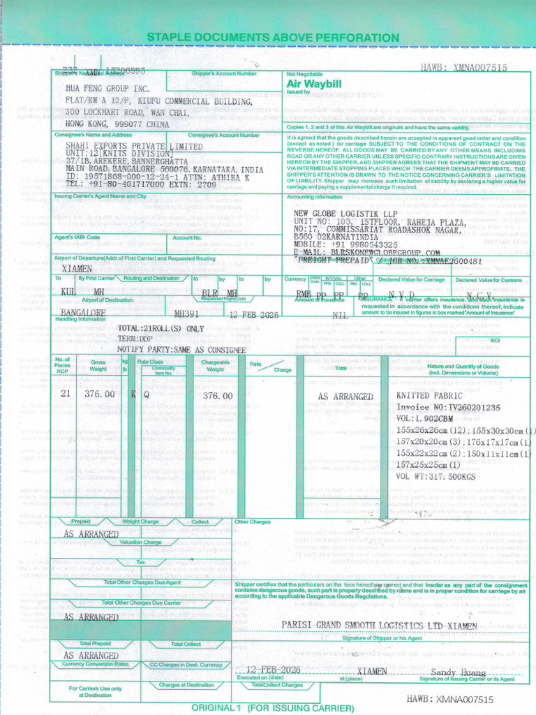 Hawb Xmna007515 | PDF