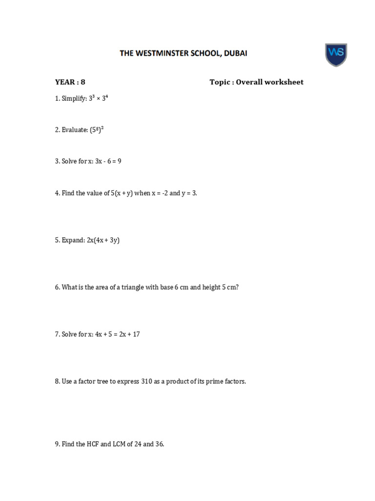 Overall Worksheet | PDF
