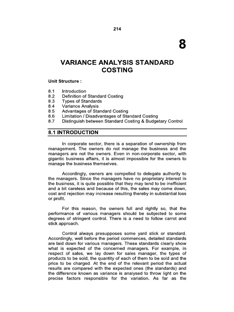 Standard Costing and Variance Analysis | PDF
