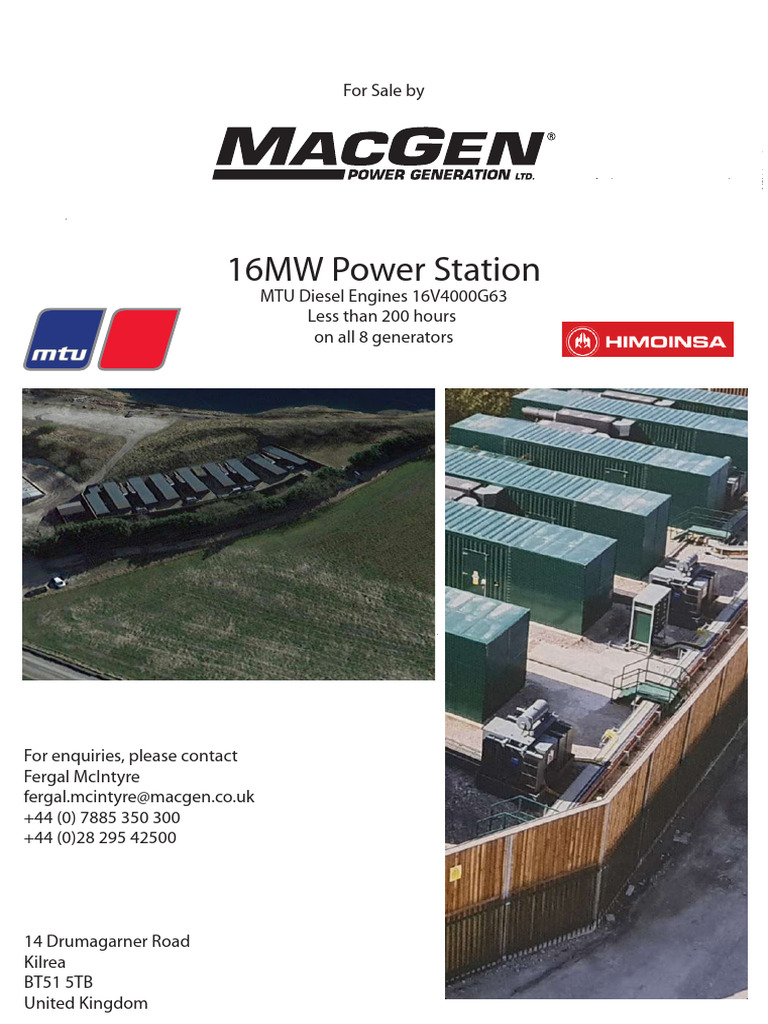 MacGen 16 MW Power Plant | PDF | Mains Electricity | Transformer