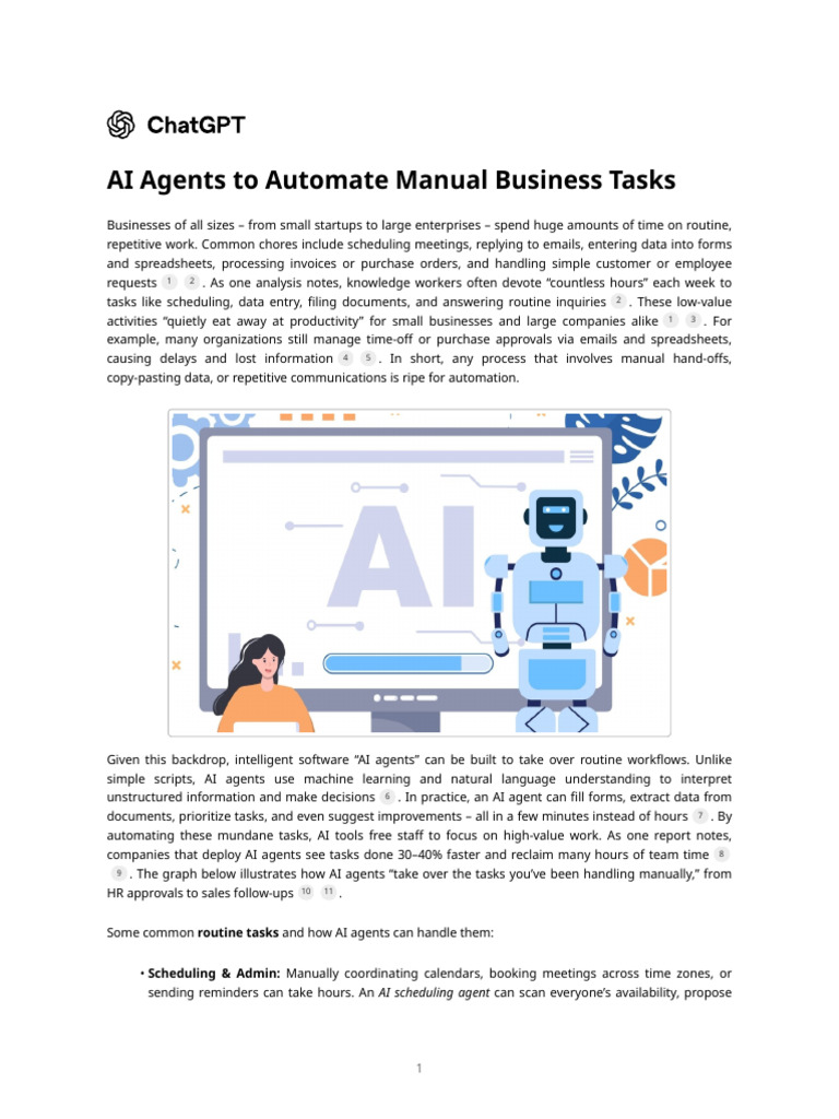 AI Agents To Automate Manual Business Tasks | PDF | Artificial ...