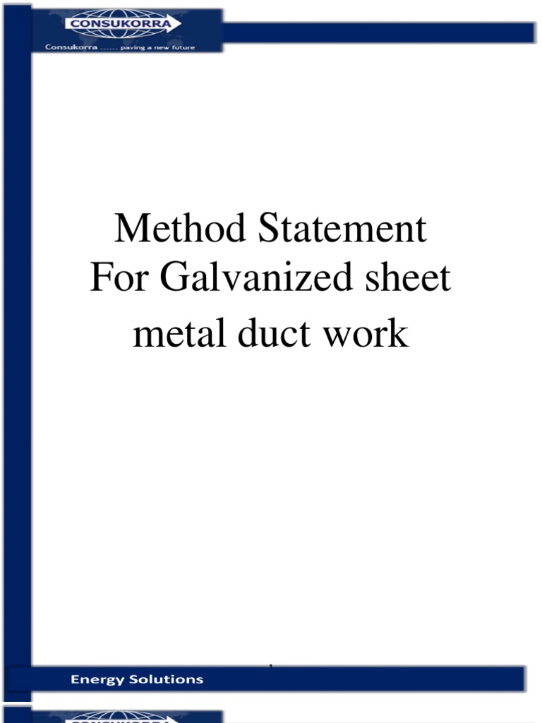 Method Statement For Galvanized Sheet Metal Duct Work Download Free