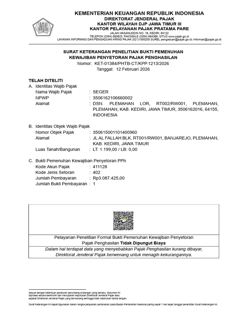 Validasi PPH Seger | PDF