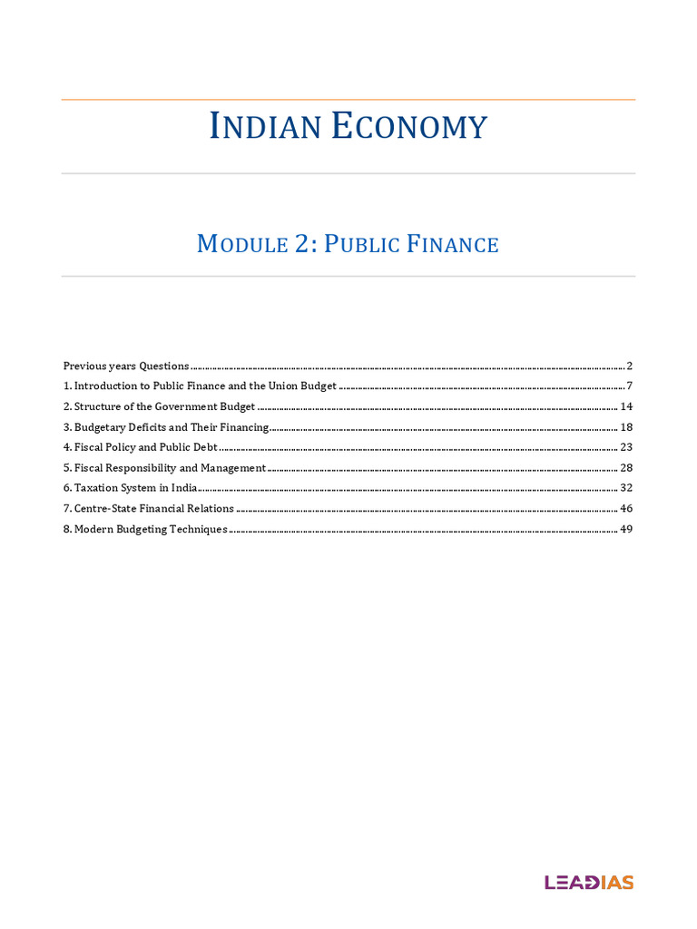 Module 2 Public Finance C | PDF | Government Budget Balance | Fiscal Policy