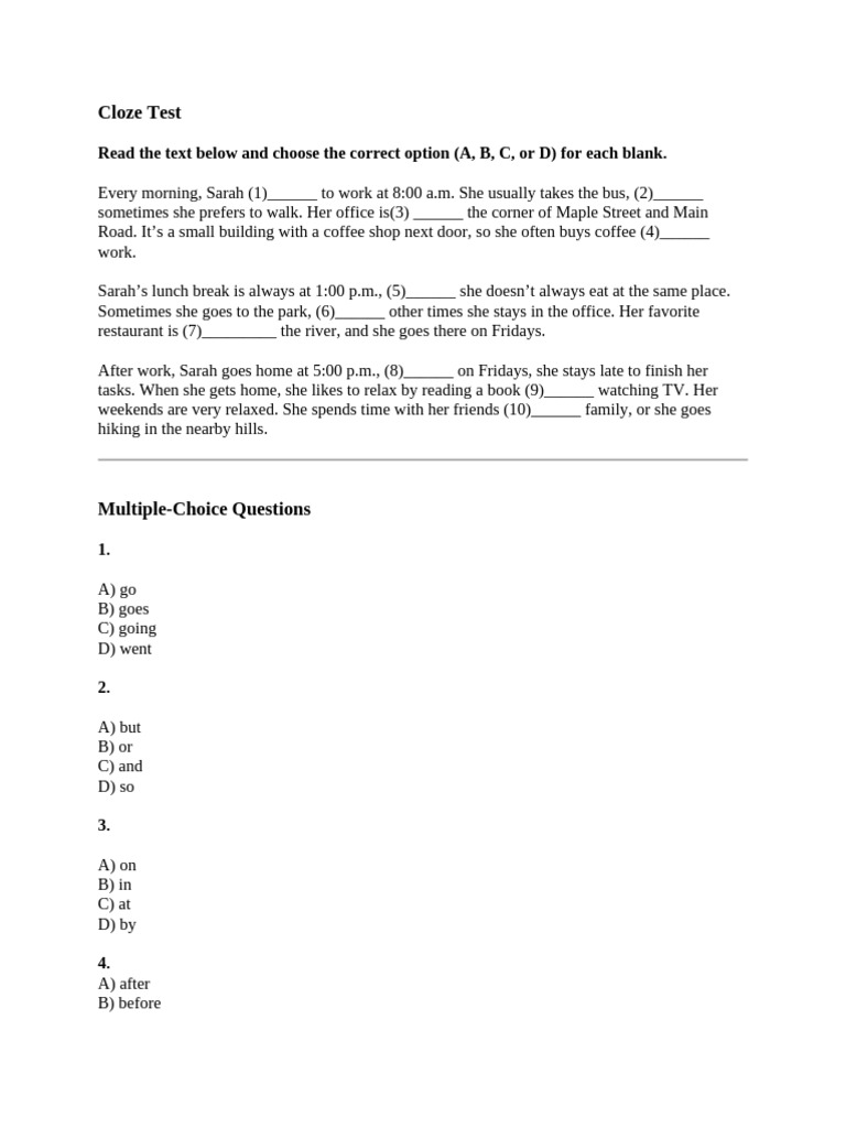 Cloze Test | PDF