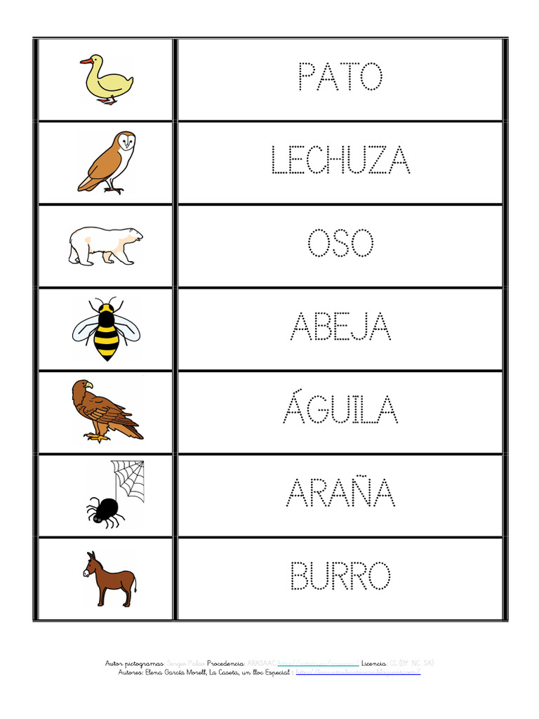 Repasar Palabra Animal Mayuscula | PDF