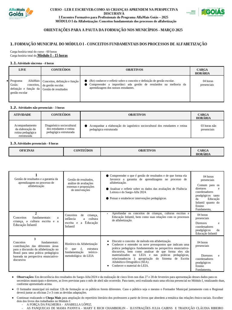 Orientações para As Formações Municipais - Mód.I 2025 | PDF | Pedagogia ...