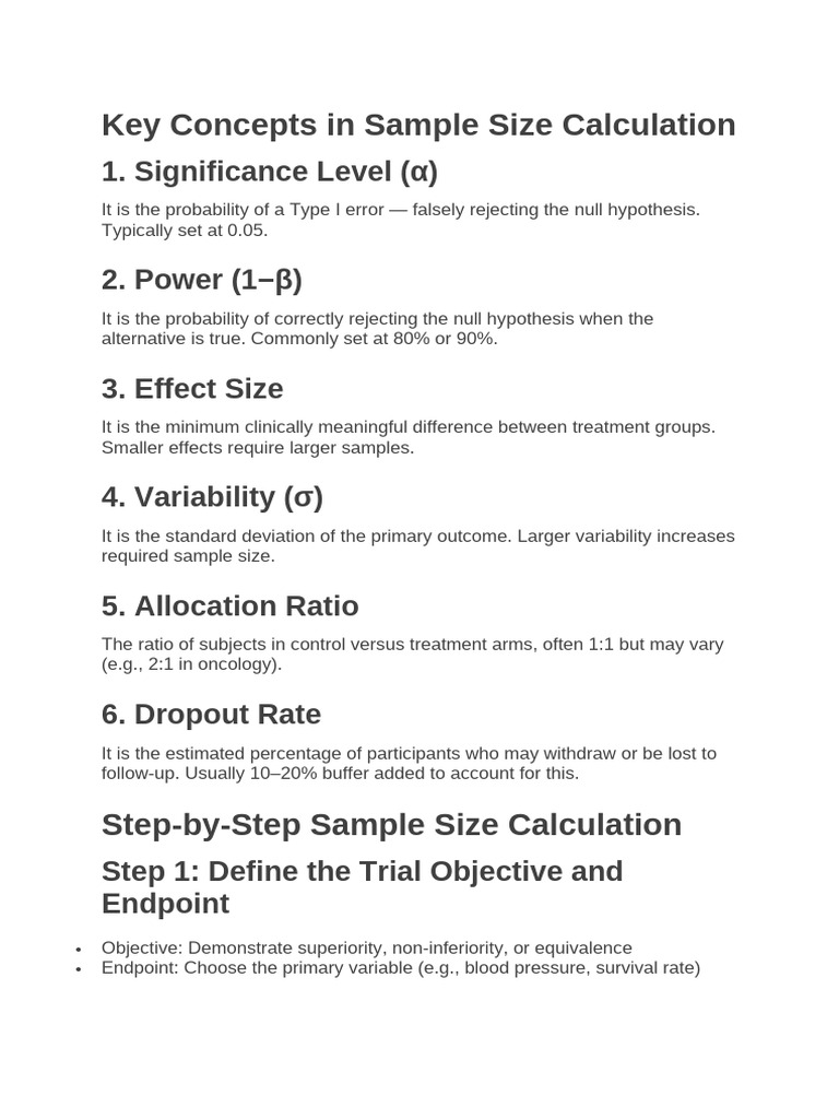 Sample Size Calculation Clinical Trials | PDF | Effect Size | Sample ...