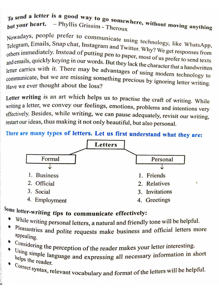 Letter Writing Notes and Examples | PDF