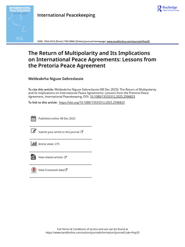 The Return of Multipolarity and Its Implications On International Peace ...