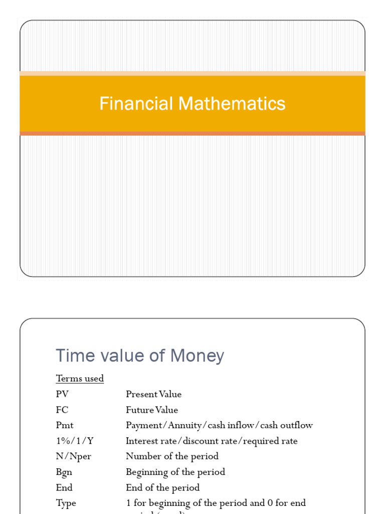 Financial Mathematics | PDF | Time Value Of Money | Present Value