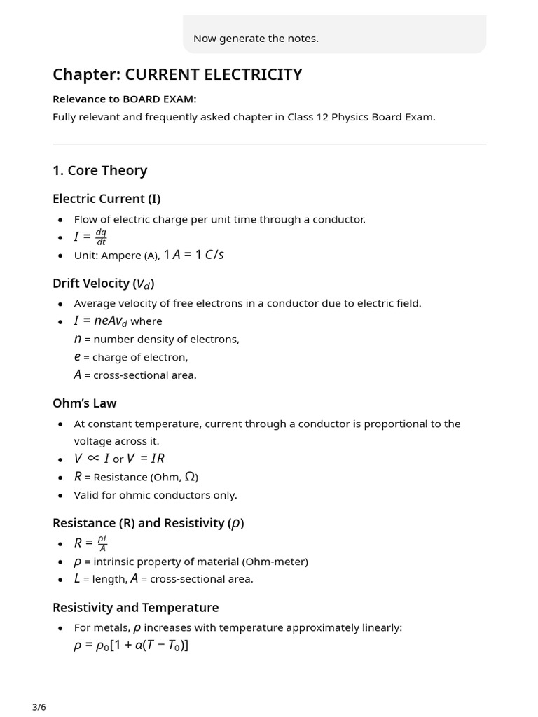 Physics Current Electricity Notes - Removed | PDF | Electrical ...
