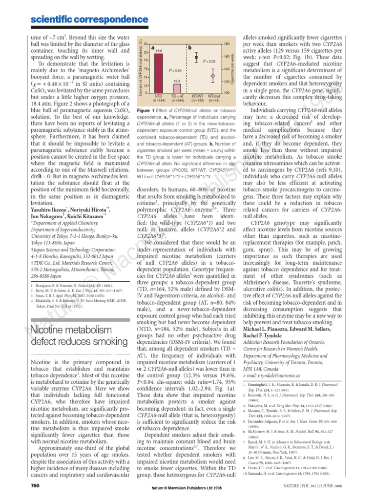 Nicotine Metabolism | PDF | Cigarette | Tobacco Products
