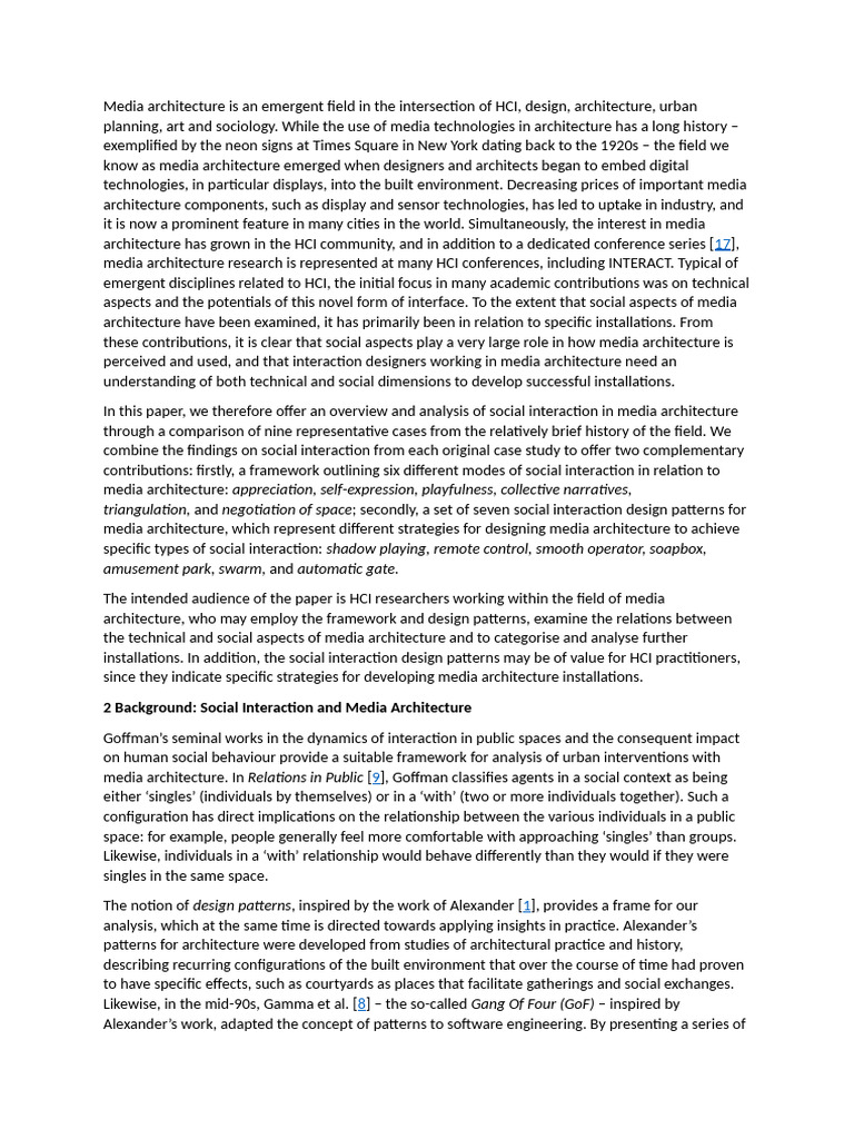 Media Architecture Is An Emergent Field in The Intersection of HCI ...