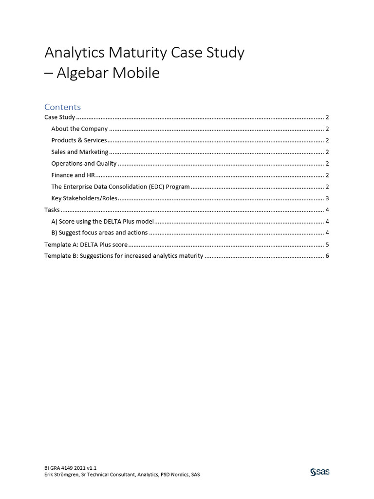Algebar Mobile Analytics Maturity Case Study | PDF | Analytics ...