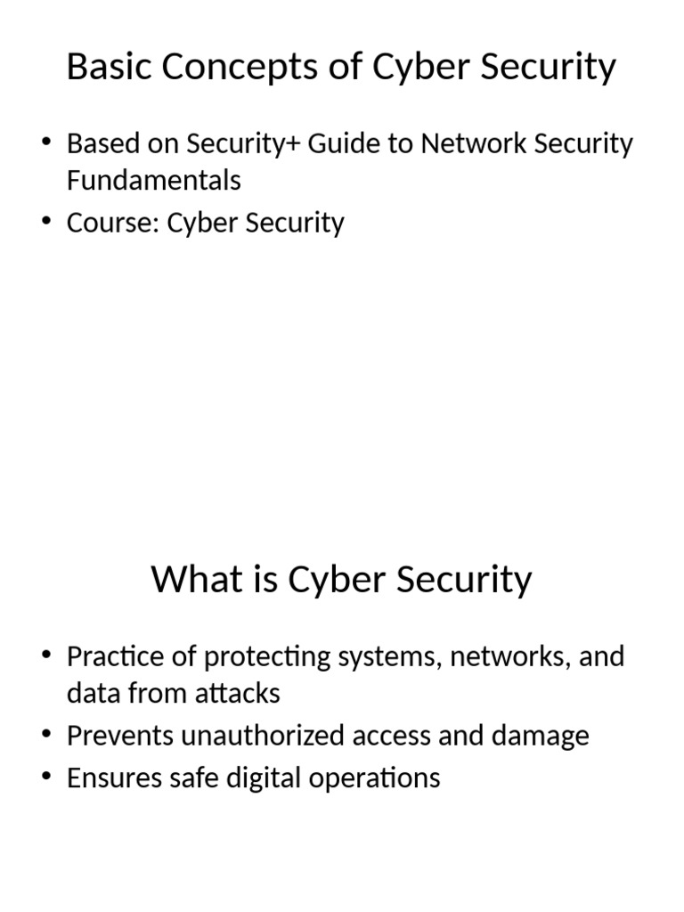 Basic Concepts Cyber Security | PDF