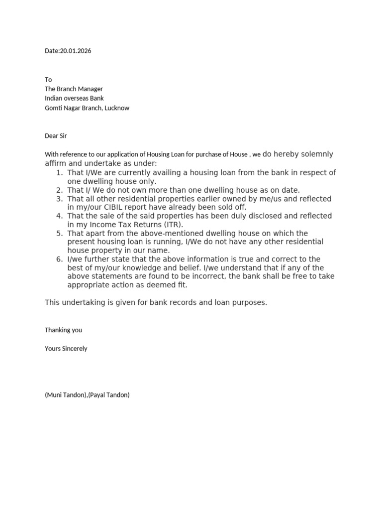 Format of Undertaking | PDF