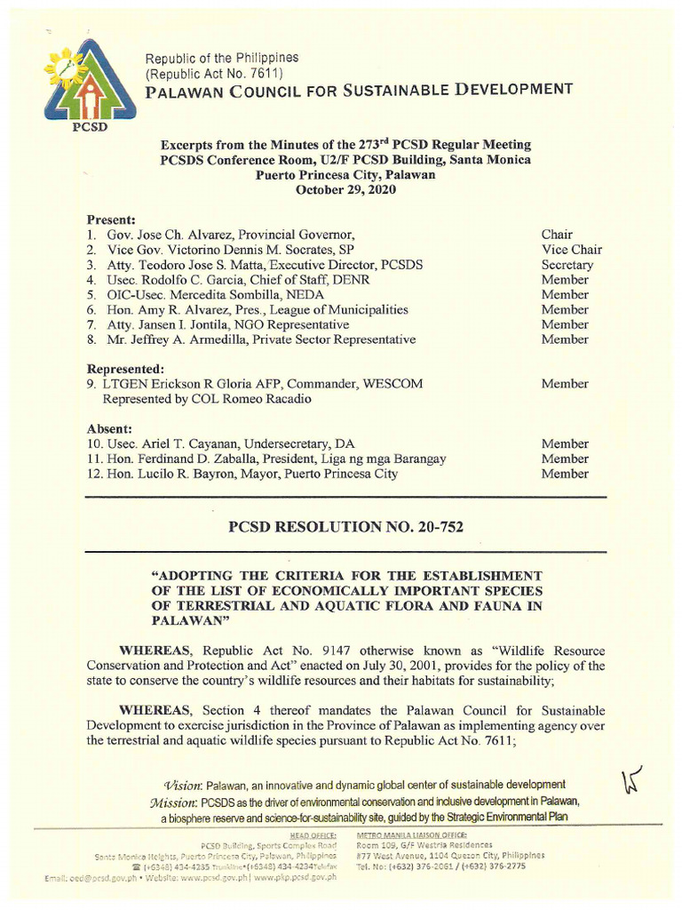 PCSD Resolution No. 20 752 Criteria | PDF
