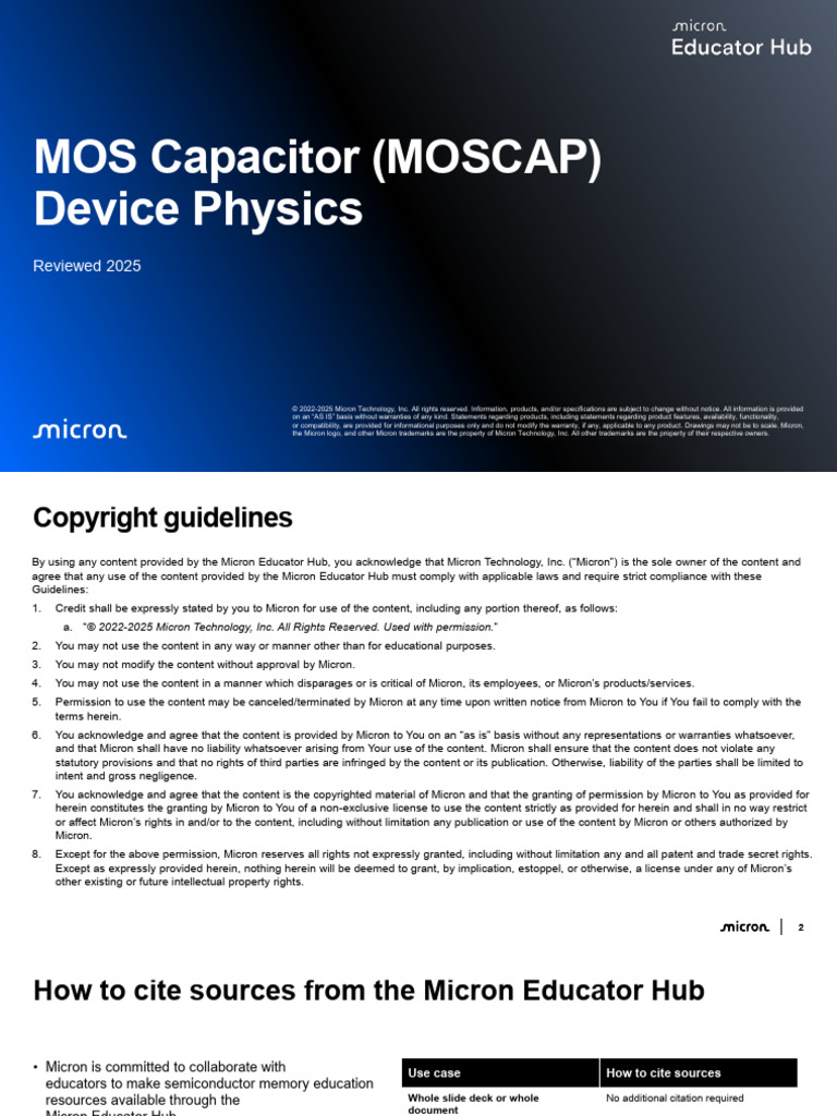 Micron Device Physics Moscap Presentation | PDF | Mosfet | Capacitance