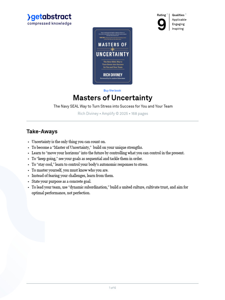 Masters of Uncertainty Diviney | PDF | Autonomic Nervous System ...