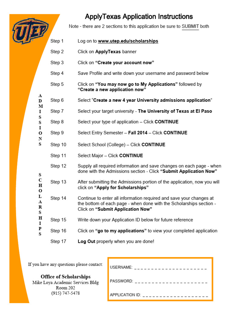 Applytexas Special Instructions 2014 | PDF