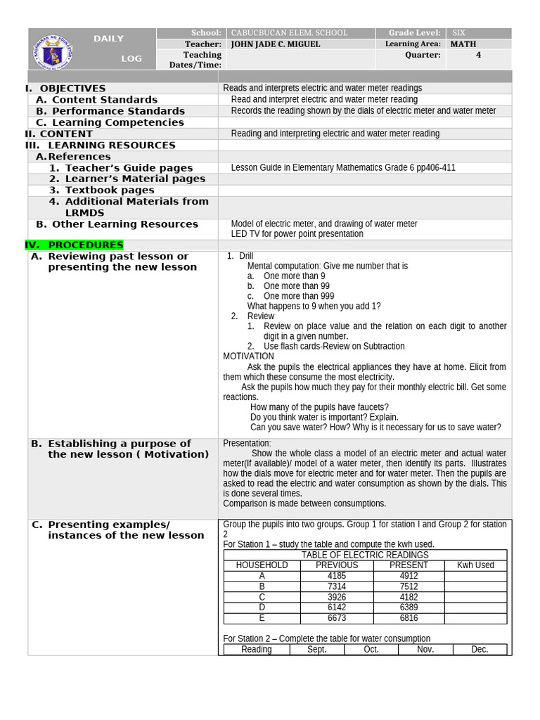 Math 6 Cot | PDF | Learning | Cognition